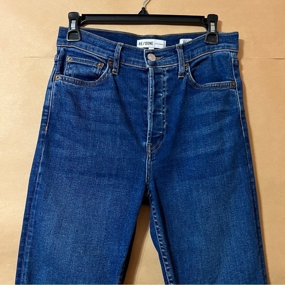 Re/Done High Rise Ankle Crop Jeans Slim Fit Button Fly Denim Medium 53 Size 28 - Picture 3 of 12